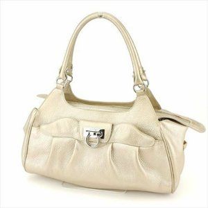 Salvatore Ferragamo Bag Handbag Ganchini Gold leather Woman Authentic Used Q503